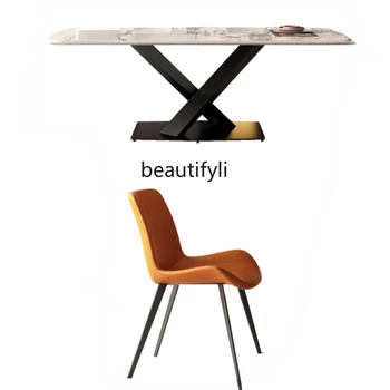 Novi stol od svijetla kamena ploča, home moderne je jednostavan i lagan Raskošan stol u minimalistički stil, Skup blagovaona stolovi i stolice