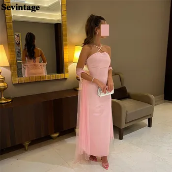 Sevintage Vintage pink haljine za maturalnu večer u Saudijskoj Arabiji, фатиновая накидка na trake, večernjim haljinama svojim gležnjeva.