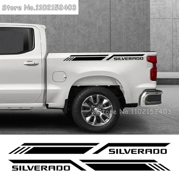 Naljepnica sa strane kreveta za Chevrolet Silverado 1500 2500 HD Car Stripes Style Decor Naljepnica na vinilni zapis omot kamion, auto oprema