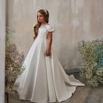 Haljine za djevojke u cvijetu s transparentnim cutaway, raskošnom loptu haljina za vjenčanje pričesti, dječja odjeća