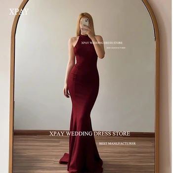 XPAY Elegantne Tamno crvene večernje haljine Sirena Jednostavne Duge Uske Ženske haljine za maturalne Haljine Celebrity Vestido de noche 2023