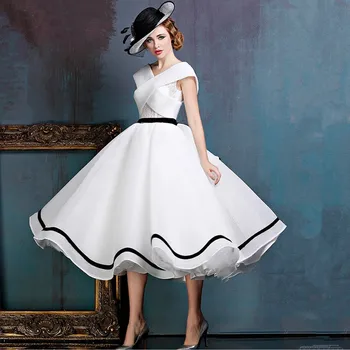 Kratak bijele haljine za maturalne, donje večernja haljina s čipkastim рюшами čaj duljine, Elegantan Završni 2020