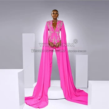 Jarko ružičasti kristali, Ženski kostim, u kompletu hlače, 2 komada, удлиняющий Dug sportska jakna + hlače, Donje poslovna haljina za majku Mladenke