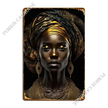 Afrička žena, Crnci Zlatni Metalni znakovi, Tiskane pločice, Zidne dekoracije, Жестяная reklama, plakat