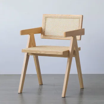 Drveni trpezarijski stolice od ratana Dizajn Kuhinje Vrt na otvorenom Drvena stolica Mobilni Ergonomski garniturom za sjedenje Sillas De Madera