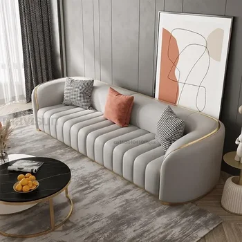 Kauč u stilu постмодерн, Luksuzni jastuk jastuk za dnevni boravak, Kožna trokrevetna otoman za mali stan, Moderno uređen Sedie