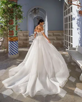 Msikoods Fine čipke vjenčanje haljina Sirena s otvorenim ramenima, vjenčanice u boho stilu s prekrasnim тюлевым vlak, donje duga haljina mladenka
