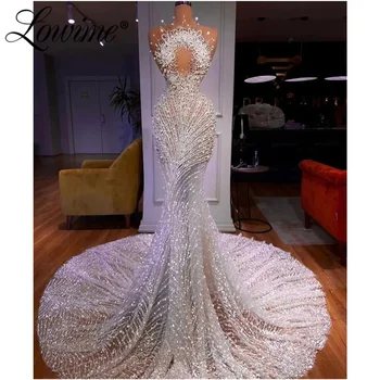 Luksuzno večernja haljina od haute Couture 2024 godine u Dubaiju, Duga, ukrašen biserima, perlicama, Sirena, haljina Slavne osobe, Večernje haljine, vjenčanice, college
