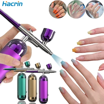 Airbrush Prijenosni airbrushing s kompletom kompresora, mini nano-raspršivač, kisika injektora za nail art, manikura, make-up tetovaže