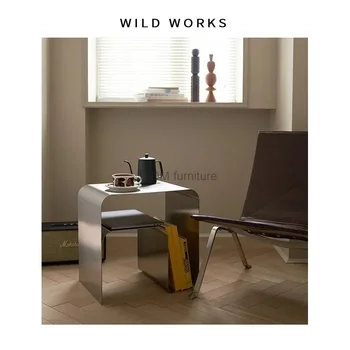 Minimalistički Mali stolić od nehrđajućeg čelika Приставной stol Jednodijelni Ormari stolić Vintage namještaj Bauhaus Mobilni Stalak za prtljagu
