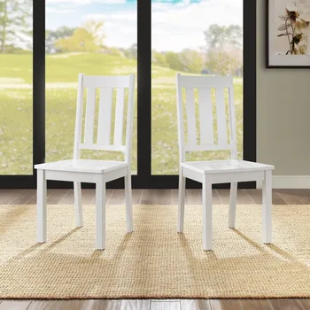 Drveni blagovaona stolice, komplet od 2 predmeta, bijela, za prostorije