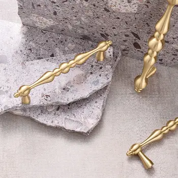 Moderna jednostavna ručka vrata ormara od čistog bakra i zlata, jednostavno luksuzna olovka ladice ormara za cipele, nordijsko mesing