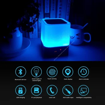 Led Šarene Svjetlo Zvučnik Bluetooth Bežične Šarene Svjetlo USB noćno svjetlo Prijenosni Alarm Zvučni Sustav Glazbeni Centar