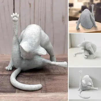 Zabavna figurica mačke Bez srama Skulptura mačke Kip životinja iz tar. Home dekor Jedinstvene zanatske ukrasi Poklon za ljubitelje mačaka