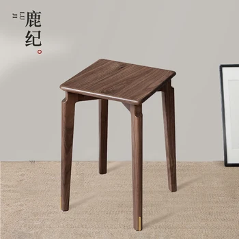 Novi stolica od punog drveta u kineskom stilu, dom stolica za dnevni boravak, crni orah, mali blagovaonom, Штабелируемая trg namještaj