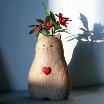 Vaza za cvijeće u obliku mačke, Vaza od smole u obliku slatka životinja, Украшающая malim ukrasima radni stol, dekor za dnevni boravak, Blagovaona stol, Božićni poklon