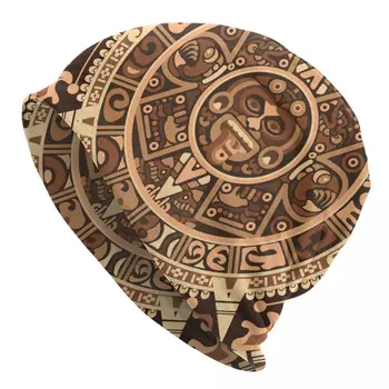 Hat-Hauba za Muškarce I Žene s Kalendarom Maya, po cijeloj površini Ацтекских Znakova, Pletene Kape, Blag s turbanom, Hip-Hop Kapa