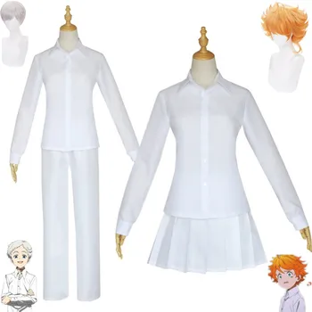Anime Promised Neverland Ray Emma Norman Cosplay Odijelo Perika Bijela uniformi JK Košulja Odrasla osoba Muškarac Žena Seksi карнавальный odijelo