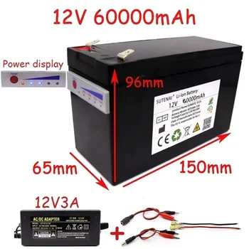 Novi indikator napajanja 12v60a 18650 punjiva litij baterija pogodna za solarnu energiju i baterije električnog vozila + punjač 12,6 U 3a