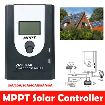 MPPT Kontrolera Punjenja Solarnih Akumulatora 12V 24V Zaštita Sustava Automatske Detekcije Sigurno Punjenje Regulatora Solarne Ploče 10A 20A 30A 60A