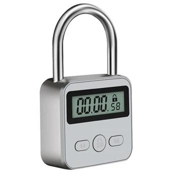 Metalni zaključavanje timer, LCD display, multifunkcionalni e vrijeme, maksimalno vrijeme 99 sati, USB-akumulatorski dvorac s timerom, srebrna