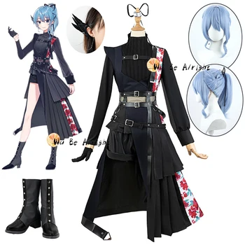 Anime Vtuber Hoshimachi Suisei Cosplay Odijelo Crno Šarenilo Haljina Uniforma Odjeću Komplet Perika I Cipele Anime Cosplay Halloween