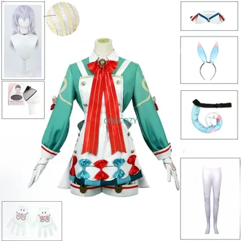 Cosplay djevojka zečica Sigewinne, igra Genshin Impact, Novi cosplay Sigewinne, Perika, Kapu, Čarape, kape, haljina s repom, komplet