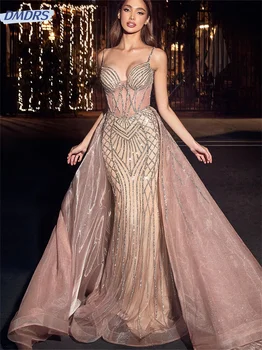 Seksi večernja haljina s beaded 2024, elegantan haljinu na trake, Graciozne haljine A-силуэта dužine do poda, Vestidos De Novia