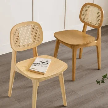 Skandinavski ротанговый stolica od punog drveta, klasicni jednostavan ротанговый stolica, moderni restoran za odmor uz čaj s mlijekom, dom blagovaona stolice, stolica