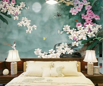 Profesionalni korisničko novi kineski stil HD cvijet magnolije ptica pozadina zidni ukras zidne naljepnice foto tapeta