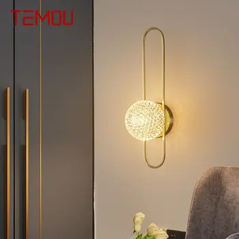 Moderni prikladniji mesinga zidne lampe TEMOU, led zlatno bra, jednostavan i luksuzni kreativnog pisanja za uređenje doma dnevni boravak