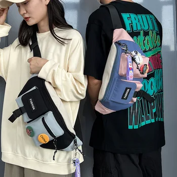Нагрудная torba s uzorkom Anime Pikachu 2023 Novi Svakodnevni Modni Trend Torba-instant messenger na jedno rame Student torba Par sportskih ručne torbe