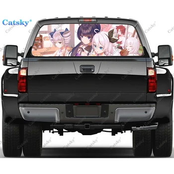 Anime Honkai Impact Naljepnice na stražnje staklo automobila, naljepnica na vjetrobransko staklo, natpis na stražnje staklo kamiona, univerzalni Perforirana vinyl grafika