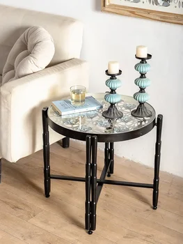 Kombinacija malog tea stola od srednjovjekovnog željeza, umjetničkog stakla, Dnevni boravak, kauč, приставного stol, Balkon, Malog okruglog stola