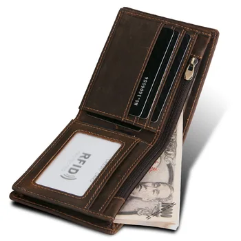 Muške kratke RFID-novčanik od prave kože Man Famous Small Short Carteira s patent-zatvarač za kovanice, mini-muški novčanik za karticu, držač za kartice