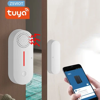 Tuya Smart WiFi Senzor za vrata prozore Zvučna WiFi alarmni Detektori otvaranja i zatvaranja vrata Program za daljinsko upravljanje Хронометражем uključivanje i povlačenje s zaštitu