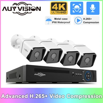 4CH 4K POE H. 265 + NVR 2160P AI Face Detection IP Kamera Komplet Sigurnosnog Sustava CCTV Vanjsko Skladište P2P Komplet za video Nadzor