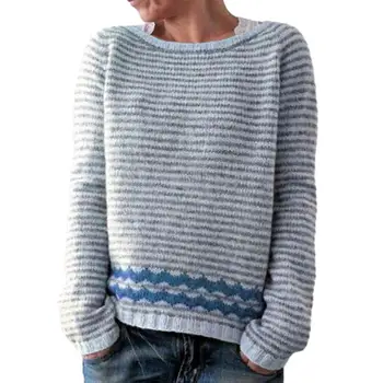 Ženski džemper slobodnog rezanja, vintage ženski džemper s obojene blokove, udoban dres za jesen-zimu, ženski džemper