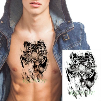 Vodootporne Privremena tetovaža naljepnica divlji tigar царапающая papir, crna identitet lažna tetovaža flash-tattoo dizajna za muškarce žene