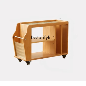 Приставной stol od punog drveta u japanskom stilu, bočni ormar za autobusni kauča, proizvedeni stolić, uska kolica za ormar, stalak za prtljagu u dnevnom boravku