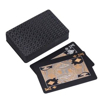 Crna boja Zlatna karta za Igranje Grupa kartice Vodootporan poker odijelo Čarobni pakiranje poklon kolekcija društvenih igara