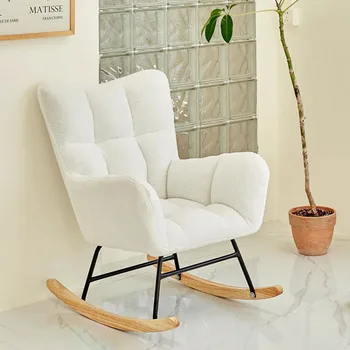 Bijele Skandinavski stolice za dnevni boravak, Metalni podovi u cijeli slučaj, Udobne stolice za ljuljanje, namještaj za unutarnje Lazy Lounge Cadeira