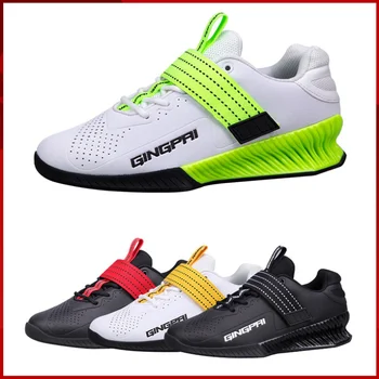 GINGPAI Unisex, kožne cipele za odlazak u teretanu, gospodo profesionalne tenisice za dizanje utega s kukom-petlja, cipele za bodybuilding.