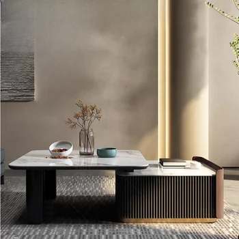 Jednostavan stolić s luksuznim kamenu ploču, talijanska минималистичная kombinacija kvadratnih veličina, moderni dnevni boravak za dom
