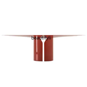 Okrugli stol od punog drveta, kamena ploča, Jednostavan raskošan stol, Ovalni stol za konferencije, high-end minimalistički stol