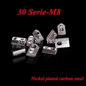 50шт Opružni matica M8 T 30-M8, Polukružnom elastična rupica, loptu matice, blok od aluminijskog profila serije 3030, 8 dijelova CNC