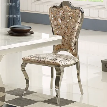Jednostavne moderne blagovaona stolice od nehrđajućeg čelika, Kuhinjski namještaj, Europska moda, Dom stolica za blagovanje u hotelu, stolica je od tkiva leđa