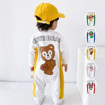 Кавайная Panda /Bear /Dinosaur, Jesenski nova dječja odjeća, kombinezon, body za dječake i djevojčice, pamučni kombinezon za novorođenče s dugim rukavima