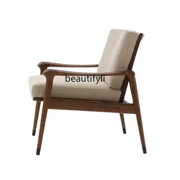 Kauč-stolica od punog drveta, Tkanina Jednokrevetna stolica za odmor, Design model, stolica za sjedenje u dnevnom boravku, stolica za čaj sobe